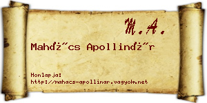 Mahács Apollinár névjegykártya
